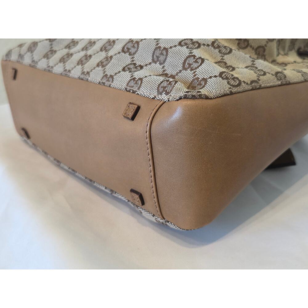 Gucci GG Canvas Supreme Tote Bag w/ Pouch Beige Brown Leather Shoulder - Picture 8 of 15